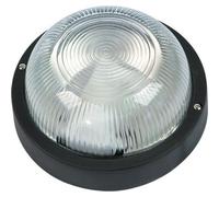 PLAFONIERA PLASTICA ROTONDA NERA VETRO 185x185mm ESTERNO 60W ROSI