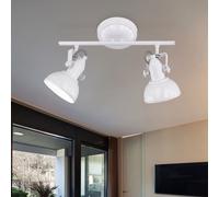 Plafoniera Posto Lampada Sala Pranzo 2x E14 Faretto Orientabile Bianco L 36 CM [EEK: Inaditato]