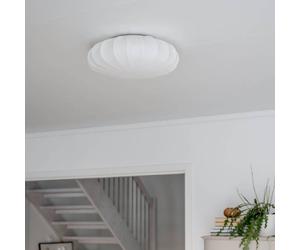 Plafoniera PR Home, tessuto di lino, Ø 42 cm, bianco PR Home