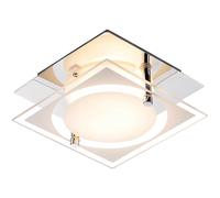 Plafoniera quadrata, lampada da soffitto cromata, lampada da corridoio in vetro satinato, 1x LED 6W 400Lm bianco neutro, LxPxA 12 x 12 x 7 cm