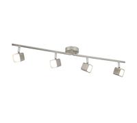 Plafoniera Quadruplo Acciaio Argento Policarbonato Cromo Led 17W 3000K