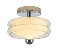 Plafoniera Retrò Mid-Century Orbit, Hardware in Metcromato e Paralume in Vetro Stratificato, Apparecchio a Incasso, Plafond, Illuminazia Soffitto, Apparecchio Adatto per Corridoio, Ingresso, Balcone,