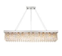 Plafoniera Rettangolare Lampadario per Sala da Pranzo Lampada a Sospensione con Cristallo Apparecchio di Illuminazione Moderna per Cucina Isola Soggiorno Camera da Letto (10-E14 Prese, Lungh