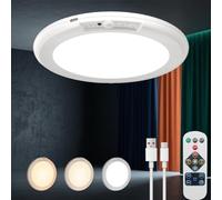 Plafoniera Ricaricabile con Sensore di Movimento,Ricaricabile Lampada da Soffitto a Batteria con Telecomando, 3000K-6500K Dimmerabile Plafoniera LED Soffitto per Corridoio,Cantina