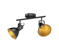 Plafoniera RISI E14 a due luci in metallo nero-oro in andele LED opache cad.