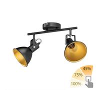 Plafoniera RISI E14 a due luci in metallo nero-oro incl. lampade LED 3 livelli [EEK: E]