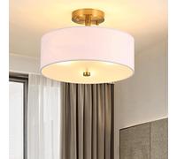 Plafoniera rotonda a LED bianca, rotonda, in tessuto, per soggiorno, camera da letto, cucina, sala da pranzo (bianco)
