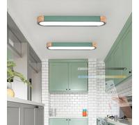 Plafoniera rotonda a LED con telecomando, dimmerabile, 2700 K6500 K, design moderno in legno, lampada da soffitto per cucina, corridoio, balcone, salotto, corridoio (verde, 95 cm)