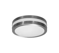 Plafoniera Rotonda in Acciaio Inossidabile 2 basi E27 Ø28cm IP54