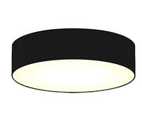 Plafoniera rotonda senza tempo con luce a LED, paralume in tessuto nero, Ø 60 cm e copertura satinata per illuminazione antiriflesso