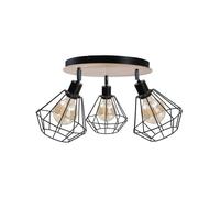 Plafoniera Rotondo Metallo Legno E27 Ø34 CM Flessibile Faretto Sala Linsey