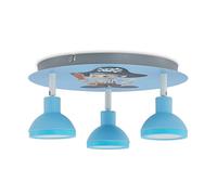 Plafoniera 'Roxas' dimmerabile colore Blu, in Metallo ad es. Cameretta (3 luci, GU10, lampadina inclusa) di Lindby | plafoniera per bambini, plafoniera, lampada