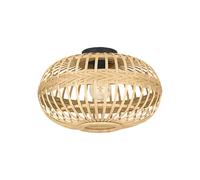Plafoniera Rustica Amsfield 1 Luce Metallo Nero E Legno