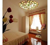 Plafoniera Salotto Camera da letto Stile vintage Tiffany rustico vetro dipinto Fiori mediterranei Design tundo lampade da soffitto Ufficio Sala da pranzo Cucina Corridoio Balcone Retro applique 40cm