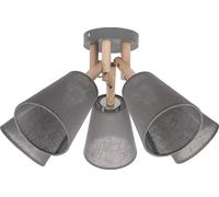 Plafoniera Scandinava Paralume Tessuto Grigio E27 5-flammig Lampada Wood Pranzo