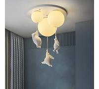 Plafoniera Semi-Incasso, lampadario Carino con Paralume in Vetro Crema 3 lampadine Palloncino Orso Polare Design Lampada a Sospensione Lampada da soffitto per cameretta dei Bambini Sala da Pranzo SOG