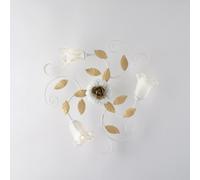Plafoniera Shabby 3 Luci in Ferro Laccato Bianco, H17 x Ø56 cm, Bianco Avorio, Linea Cesto, Illuminazione 3xE14 - 42 Watt Max