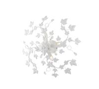 Plafoniera in ferro laccato bianco con decorazione effetto shabby chic e strass in cristallo 4 luci