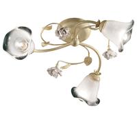 Plafoniera Classica Siena Metallo E Ceramica Bianco Sfumato Oro 3 Luci E14