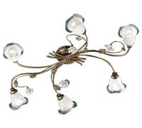 Plafoniera Classica Siena Metallo E Ceramica Nero Sfumato Oro Lucido 6 Luci E14