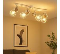 Plafoniera Simil Legno Lampada da Cucina Binario Faretti Spot 4 Fiamma Mobile [EEK: Non valutato]