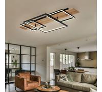 Plafoniera Simil Legno Lampada Sala Pranzo Nero 1 Fiamma Memory LED