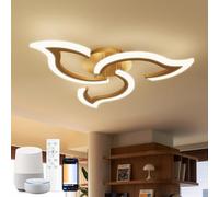 Plafoniera Smart Compatibile con Alexa, LED Dimmerabile con App e Controllo Vocale, Lampadario Moderno a Fiore con Telecomando per Camera da Letto, Sala da Pranzo, Cucina, WiFi 2.4GHz, Oro