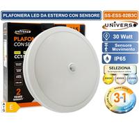 Plafoniera LED 29W IP65 con Sensore Movimento PIR CCT 3000-6500K [EEK: E]