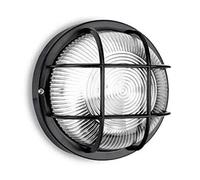 PLAFONIERA SOFFITTO/APPLIQUE PARETE TONDA NERA DA ESTERNO 1XE27 TURTLE FAN