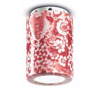 Plafoniera Soffitto Ceramica Ø 8,5 CM H:12 CM Rosso Bianco Dipinto a Mano E14