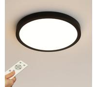 Plafoniera Soffitto con Telecomando, Led Lampada Camera da Letto, 30 cm, 24 W, 3000K-6000K, Rotondo, Moderna, Nero