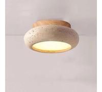 Plafoniera Soffitto in Pietra Naturale Travertino, Stile Giapponese Vintage LED 18W, Lampada da Soffitto Moderna per Camera da Letto Cucina Ingresso Bagno (Natural Wood Color)
