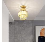 Plafoniera Soffitto, Lampade da Soffitto Cristallo, Creativa Moderna Lampadario Per Camera da letto Corridoio Ingresso E27 Plafoniera Dia Ø18cm (Senza Lampadine) (Oro)