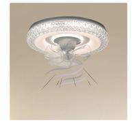 PLAFONIERA SOFFITTO TONDA CRISTALLI VENTOLA LAMPADA VENTILATORE LUCE 3200K-6500K