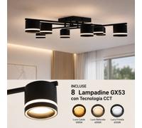 Plafoniera soffittodesign moderna 8 Luci LED GX53 tecnologia CCT-Switch 12 watt