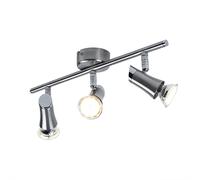 Plafoniera spot bar lampada da soffitto con faretti mobili Faretto da soffitto a 3 luci, metallo nichel cromato opaco, 3x GU10 LED bianco caldo, LxH 39x11,5 cm, soggiorno