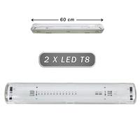Plafoniera stagna 2 neon led tubo attacco t8 g13 18w 60 cm 220v soffitto parete