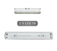 Plafoniera Stagna 2 Tubi Neon LED T8 G13 60cm IP65 da Parete Soffitto Garage