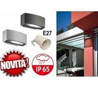 PLAFONIERA STAGNA APPLIQUE DA ESTERNO DOPPIA LUCE ACCIAIO E27 LAMPADA LED [EEK: A+++]