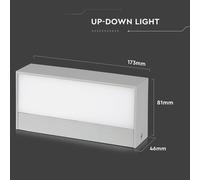 V-TAC Lampada LED da Muro Rettangolare 9W Doppio Fascio Luminoso Colore Grigio 3000K IP65