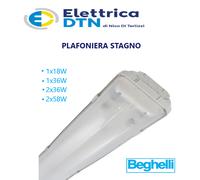 PLAFONIERA STAGNA BEGHELLI IP65 PER TUBI LED VUOTA 1X18W 1X36W 2X36W 2X58W