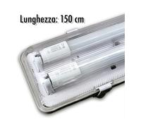 PLAFONIERA STAGNA COMPLETA DI 2 TUBO NEON A LED 150CM PER SOFFITTO PARETE IP65