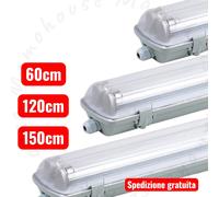 PLAFONIERA STAGNA COMPLETA DI NEON LED TUBO T8 60-120-150 CM 220V SOFFITTO IP65