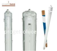 PLAFONIERA STAGNA COMPLETA DI NEON LED TUBO T8 60-120-150 CM 220V SOFFITTO IP65