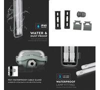V-TAC VT-12023 TUBO LED PLAFONIERA 2X18W LAMPADINA 120CM IMPERMEABILE 6387 6399
