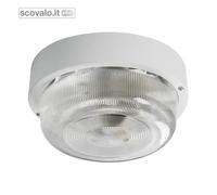 Plafoniera Stagna E27 Vetro 200mm Bianco IP44 Esterno/Interno 230V