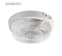 Plafoniera Stagna E27 Vetro 225mm IP44 Bianco Esterno/Interno