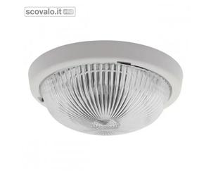 Plafoniera Stagna IP44 E27 Vetro Bianco 245mm Soffitto Esterno/Interno