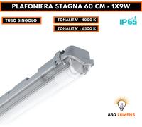 PLAFONIERA STAGNA LED COMPLETA DI NEON TUBO T8 60-120-150 CM 220V SOFFITTO IP65 [EEK: A+]