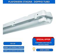 PLAFONIERA STAGNA LED COMPLETA DI NEON TUBO T8 60-120-150 CM 220V SOFFITTO IP65 [EEK: A+]
